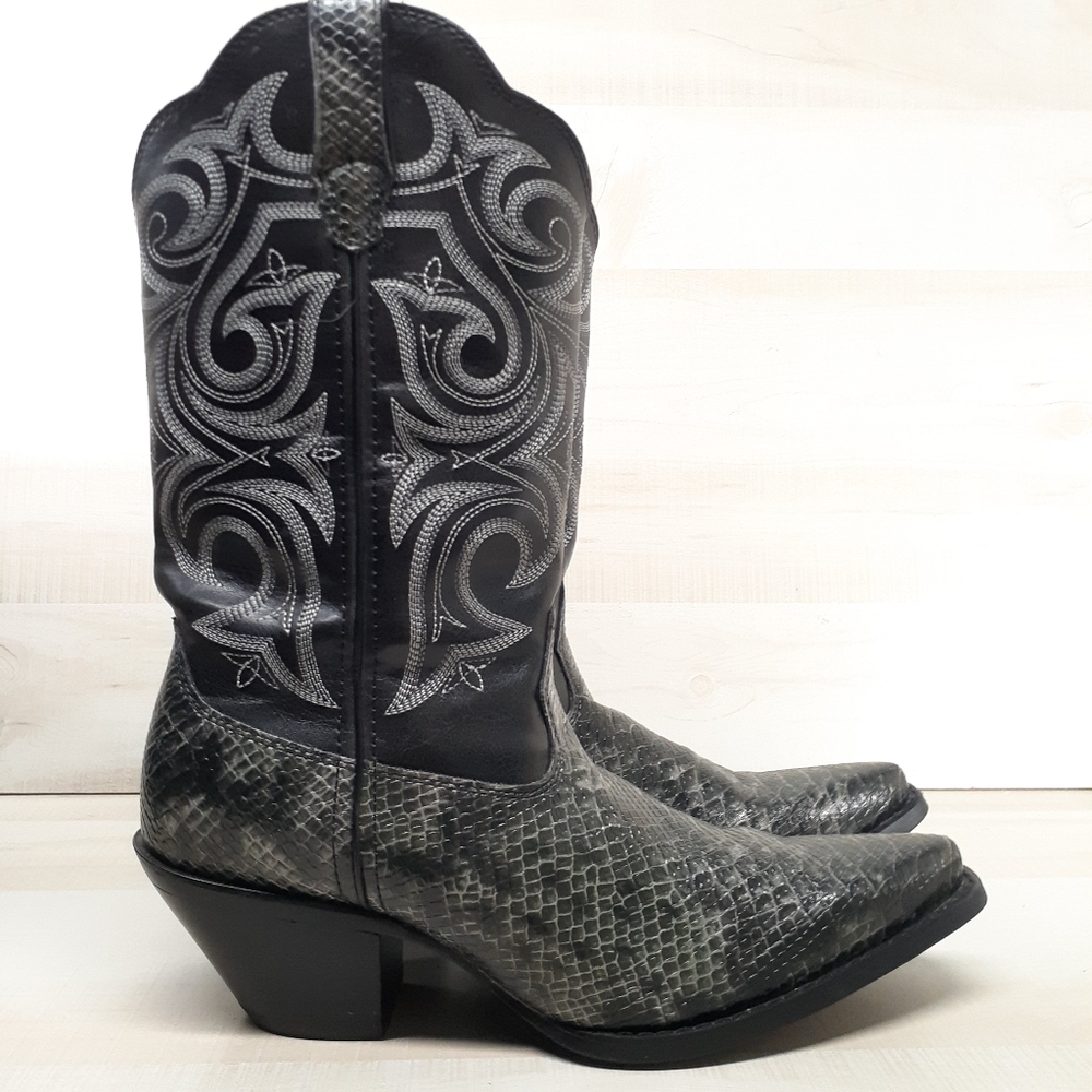 Durango Crush Western Scallop Faux Snake Boots Women's 9.5 M Black